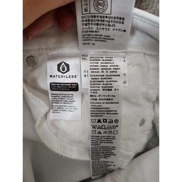 Levis 721 High Rise Skinny Ankle Jeans Womens 27 White Stretch Raw Hem NEW - Picture 11 of 13